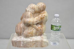Morton Gaffin "Lovers Embrace" Modernist Carved Alabaster Marble Nude Sculpture