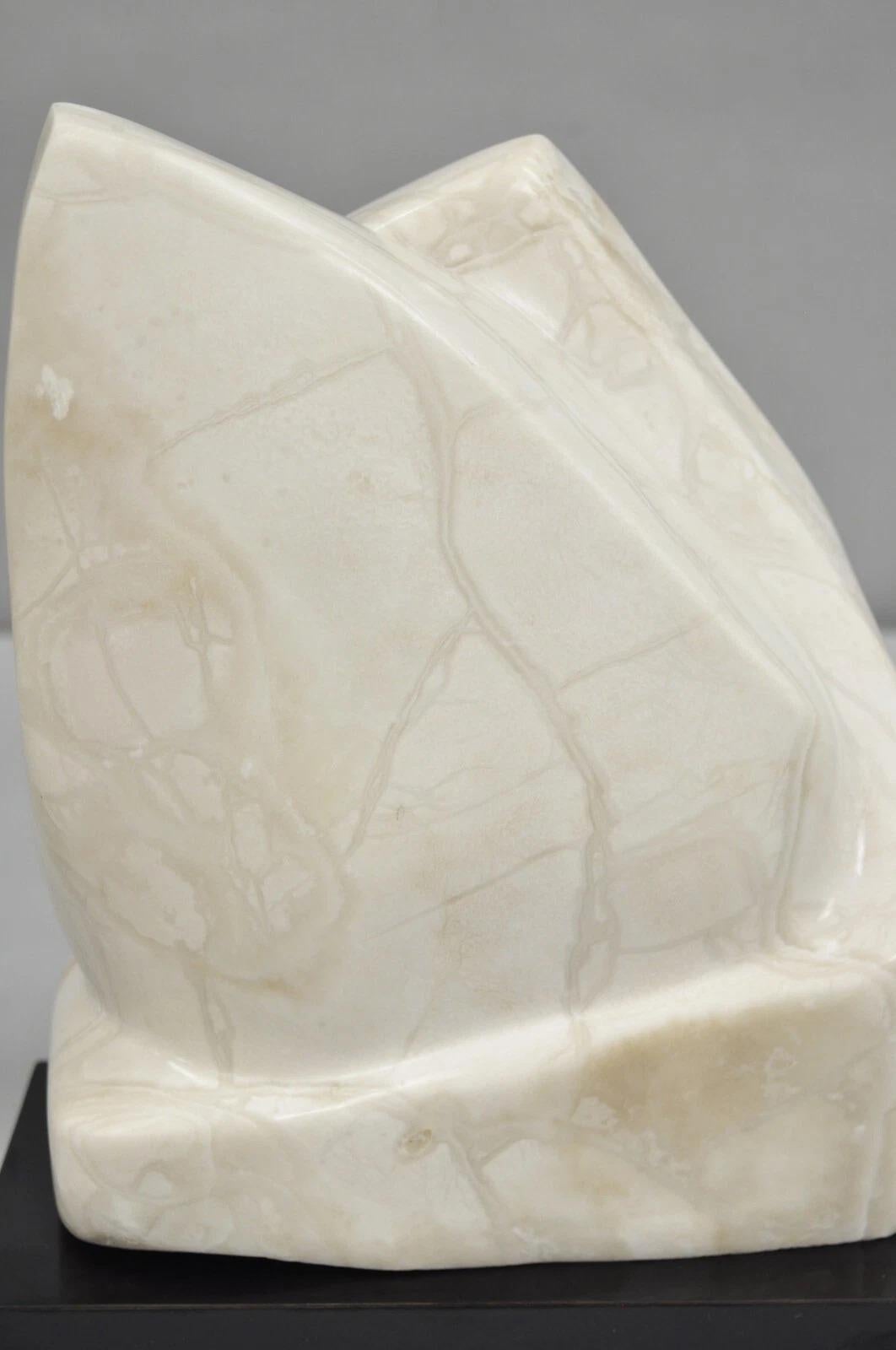 Morton Gaffin Modernist Carved White Alabaster Abstract Sculpture For Sale 5