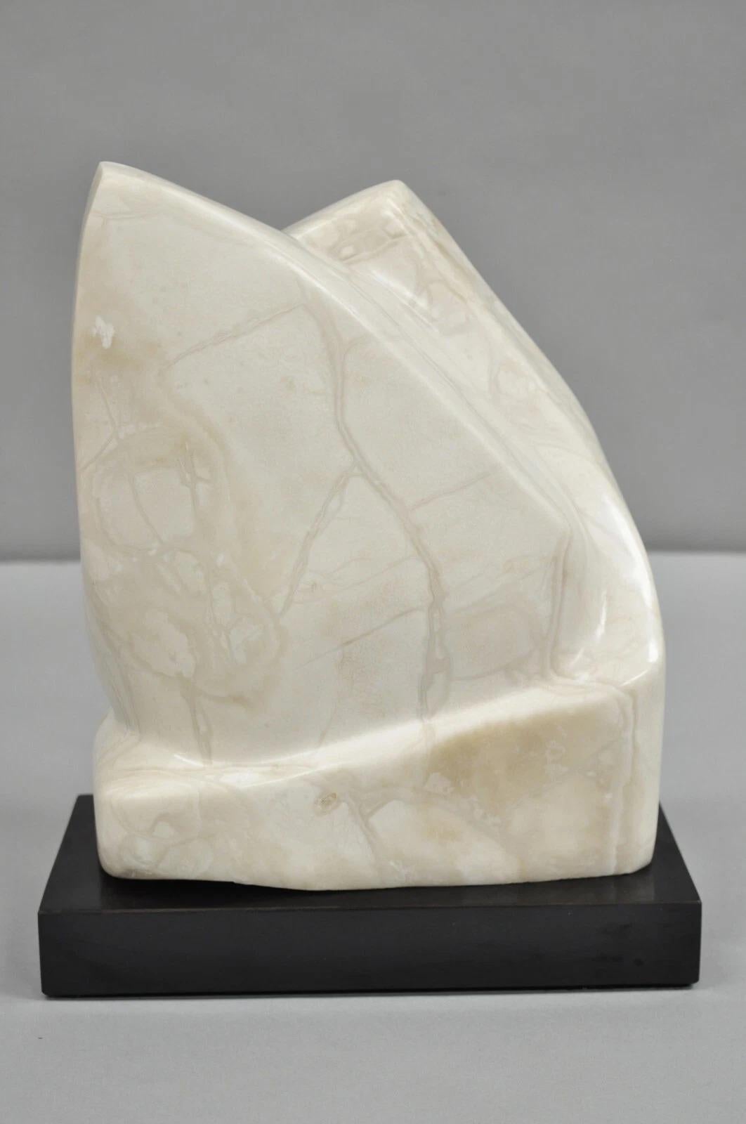 Morton Gaffin Modernist Carved White Alabaster Abstract Sculpture For Sale 6