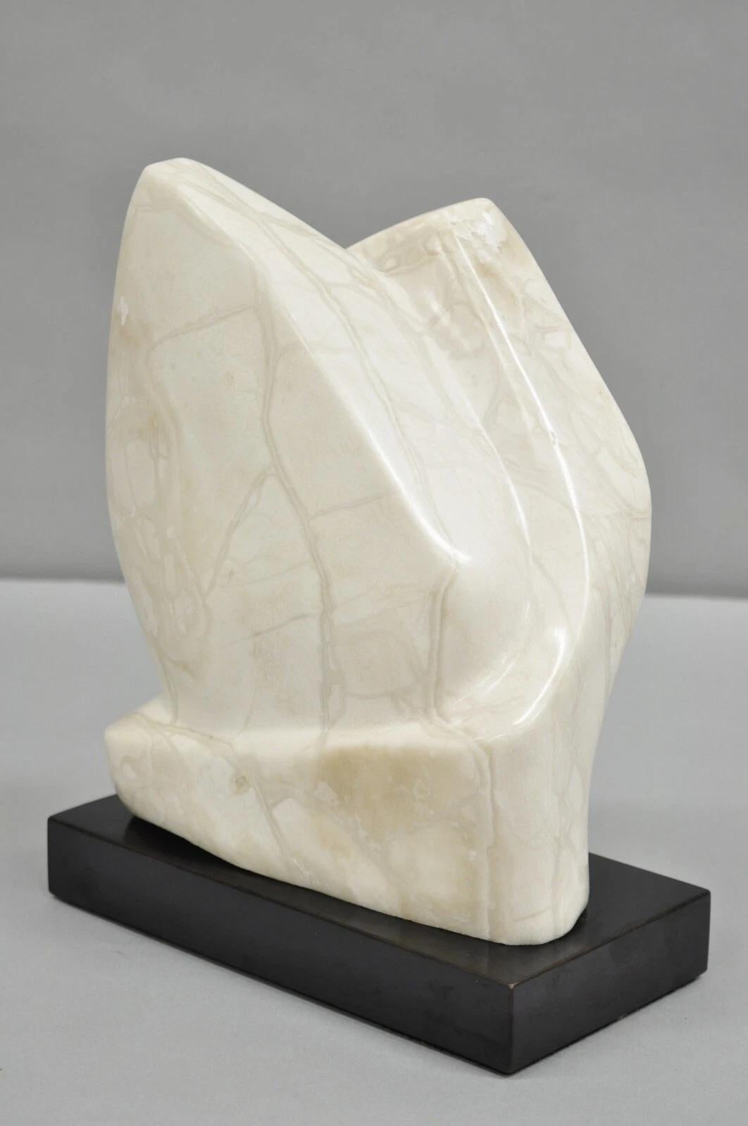 Unknown Morton Gaffin Modernist Carved White Alabaster Abstract Sculpture For Sale