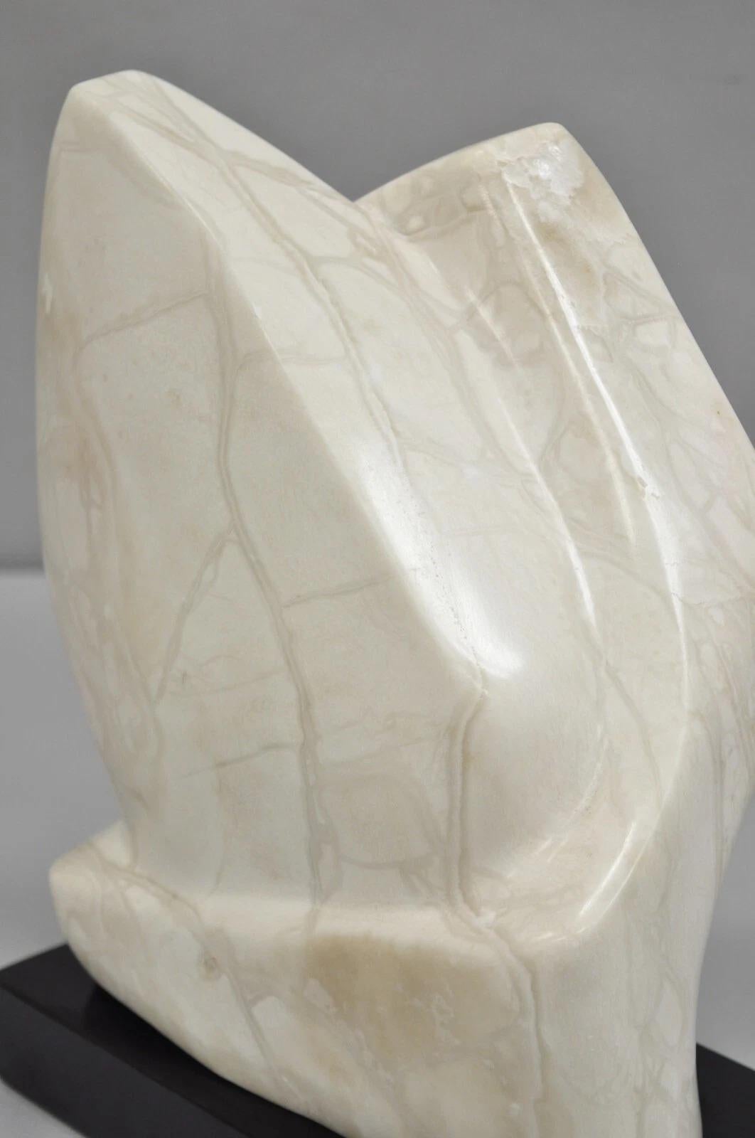 Morton Gaffin Modernist Carved White Alabaster Abstract Sculpture In Good Condition For Sale In Philadelphia, PA