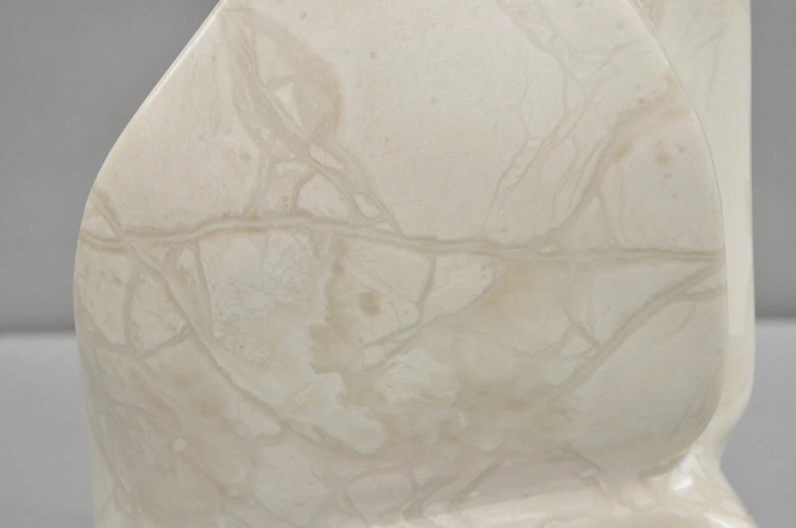 20th Century Morton Gaffin Modernist Carved White Alabaster Abstract Sculpture For Sale