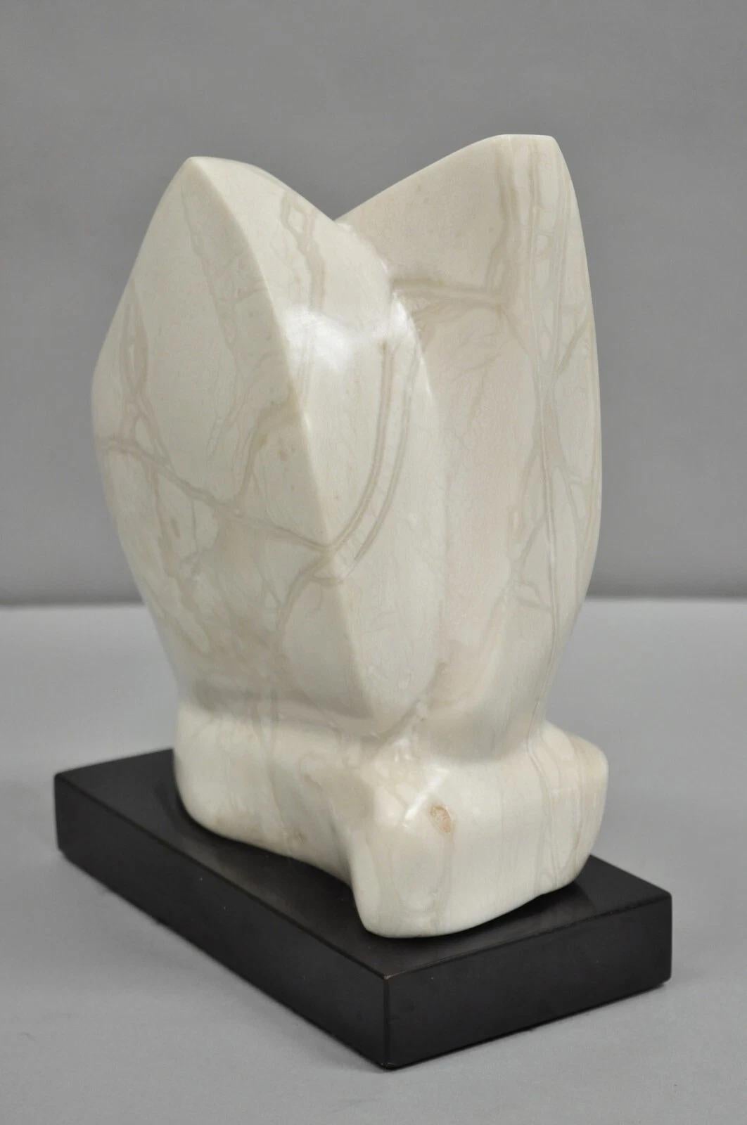 Morton Gaffin Modernist Carved White Alabaster Abstract Sculpture For Sale 2