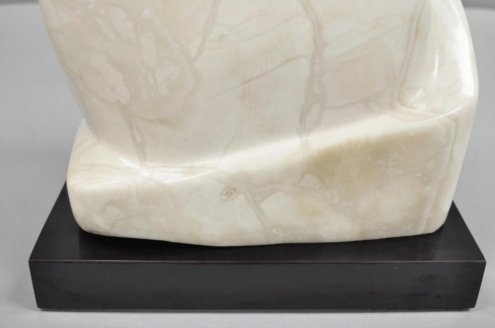 Morton Gaffin Modernist Carved White Alabaster Abstract Sculpture For Sale 4