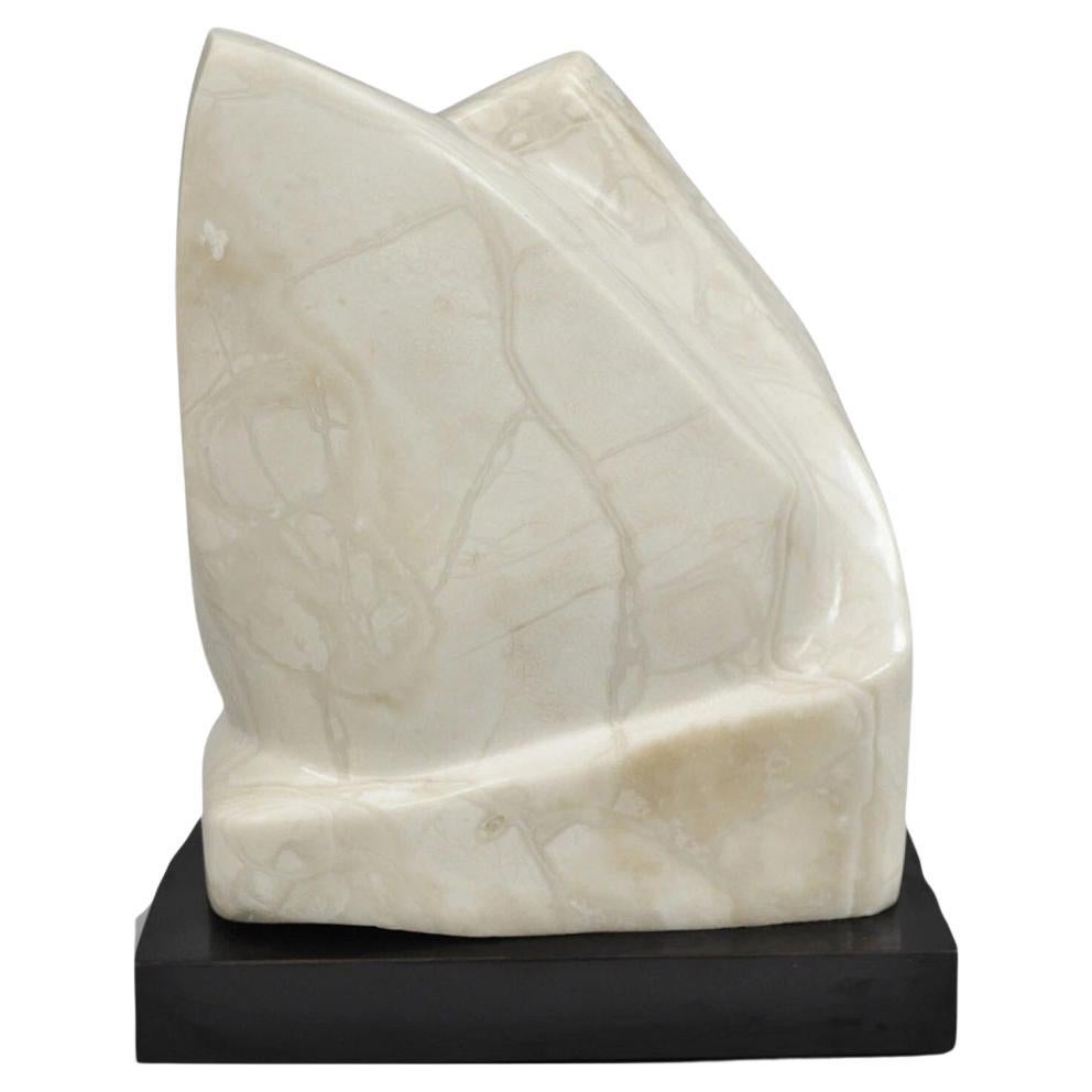 Morton Gaffin Modernist Carved White Alabaster Abstract Sculpture For Sale