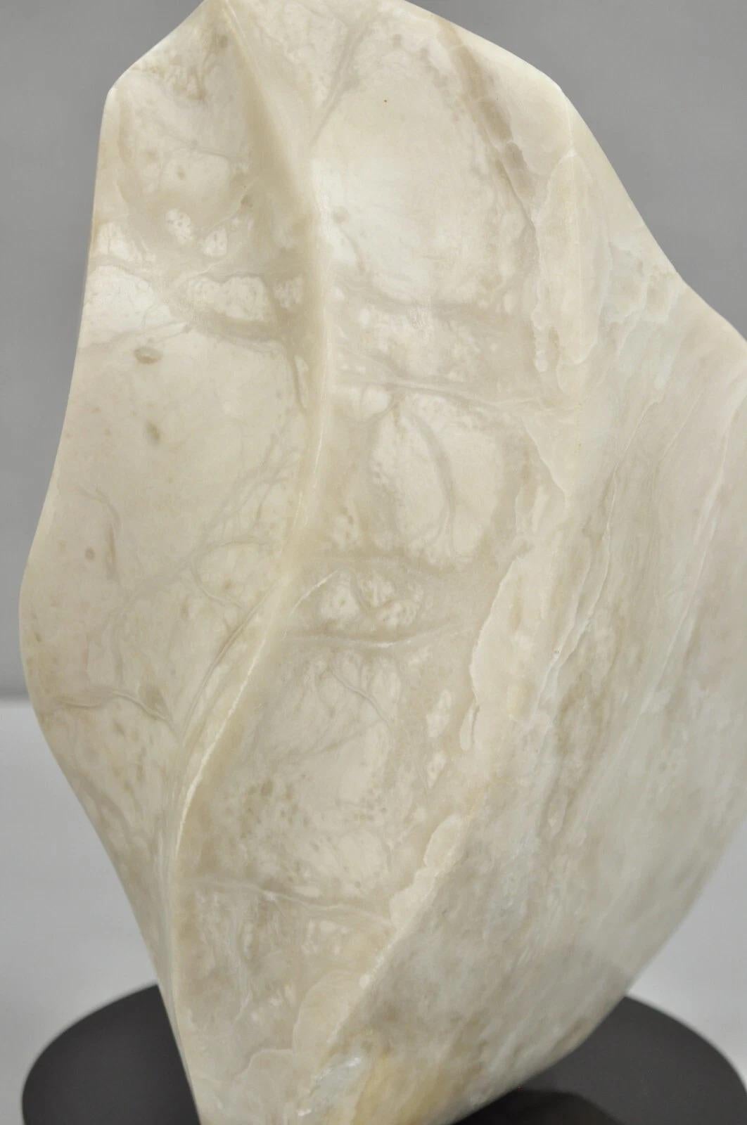 Morton Gaffin Untitled 1992 Modernist Carved White Alabaster Abstract Sculpture en vente 4