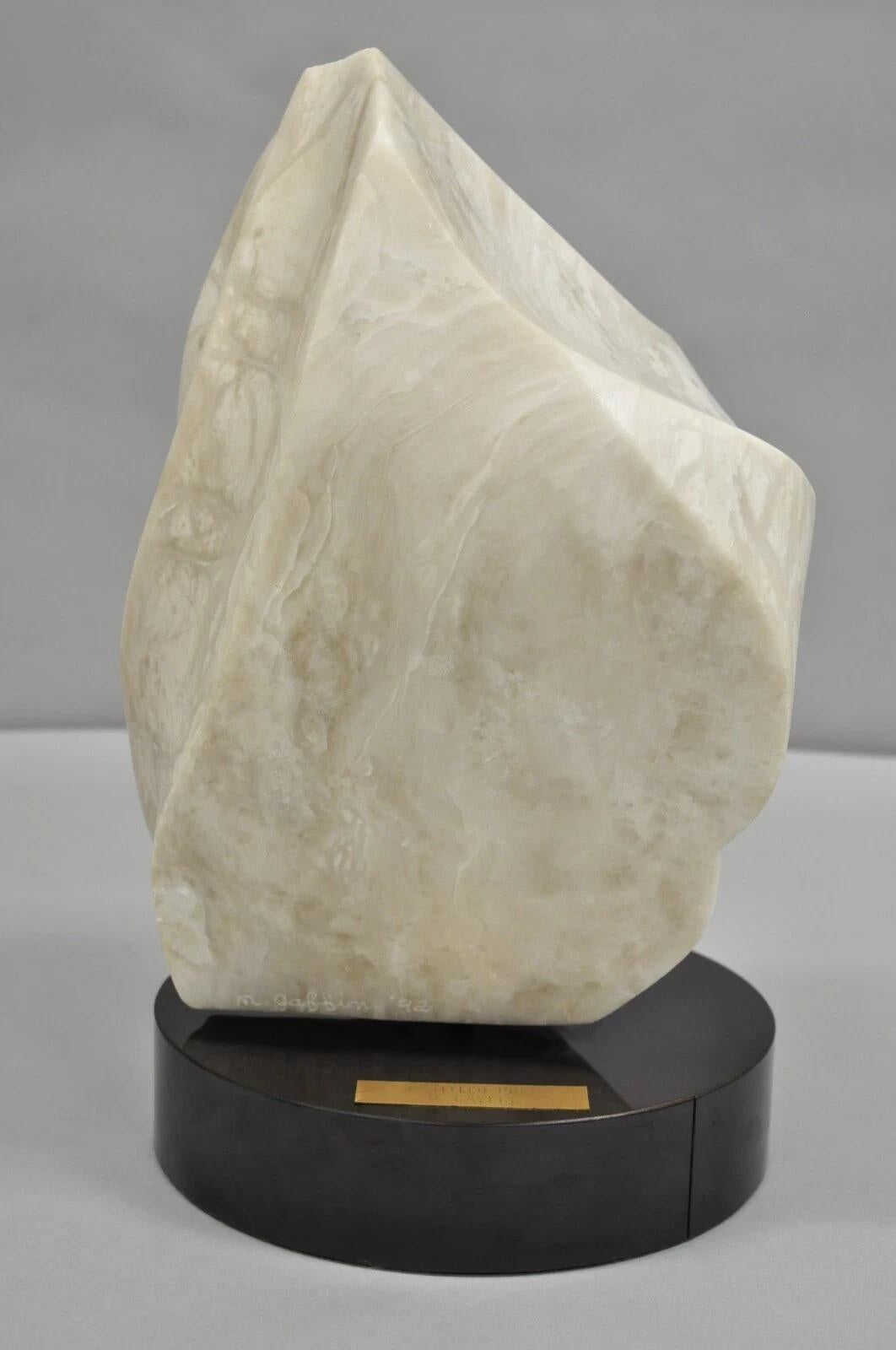 Morton Gaffin Untitled 1992 Modernist Carved White Alabaster Abstract Sculpture en vente 5