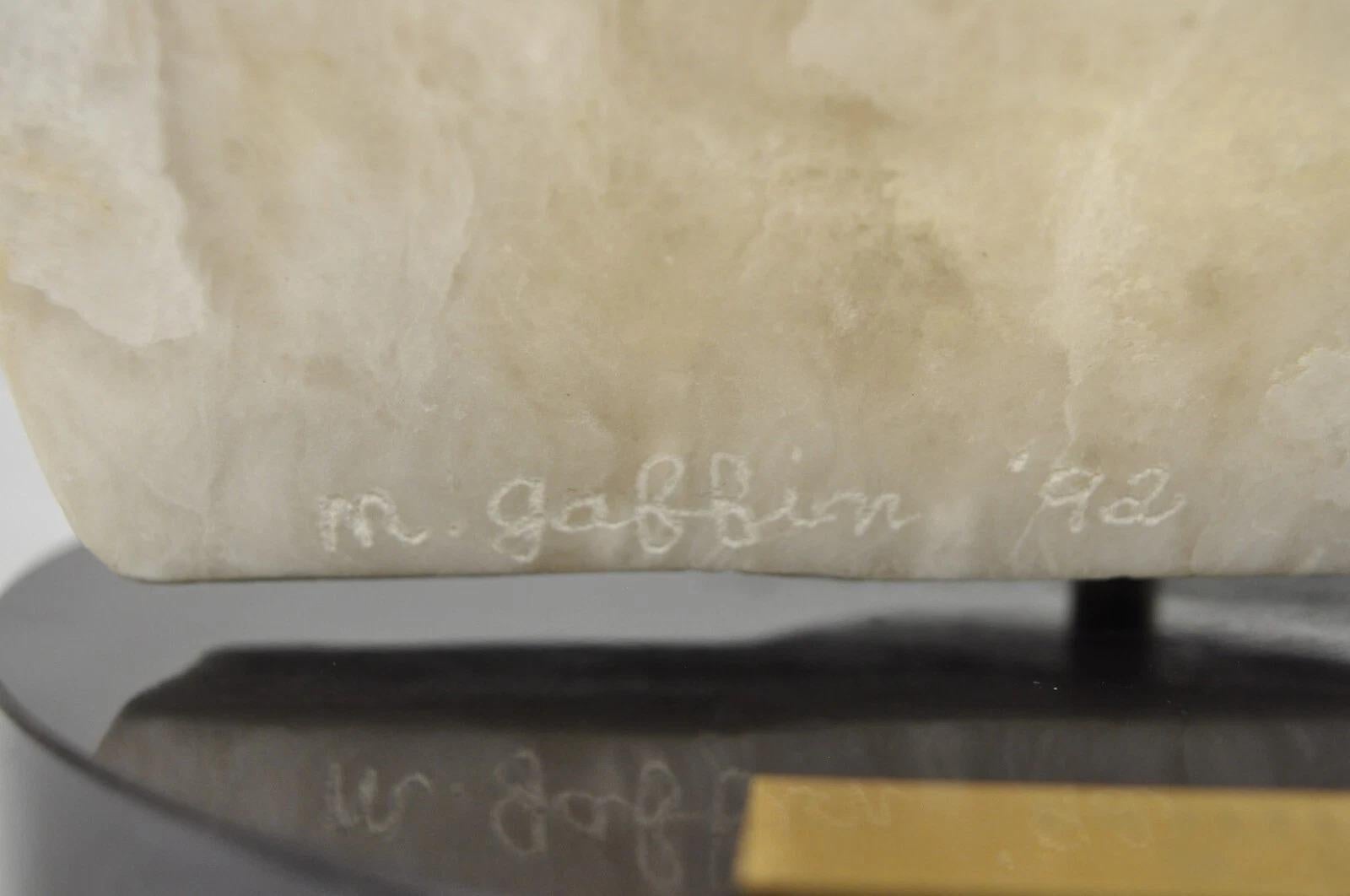 Morton Gaffin Untitled 1992 Modernist Carved White Alabaster Abstract Sculpture Bon état - En vente à Philadelphia, PA