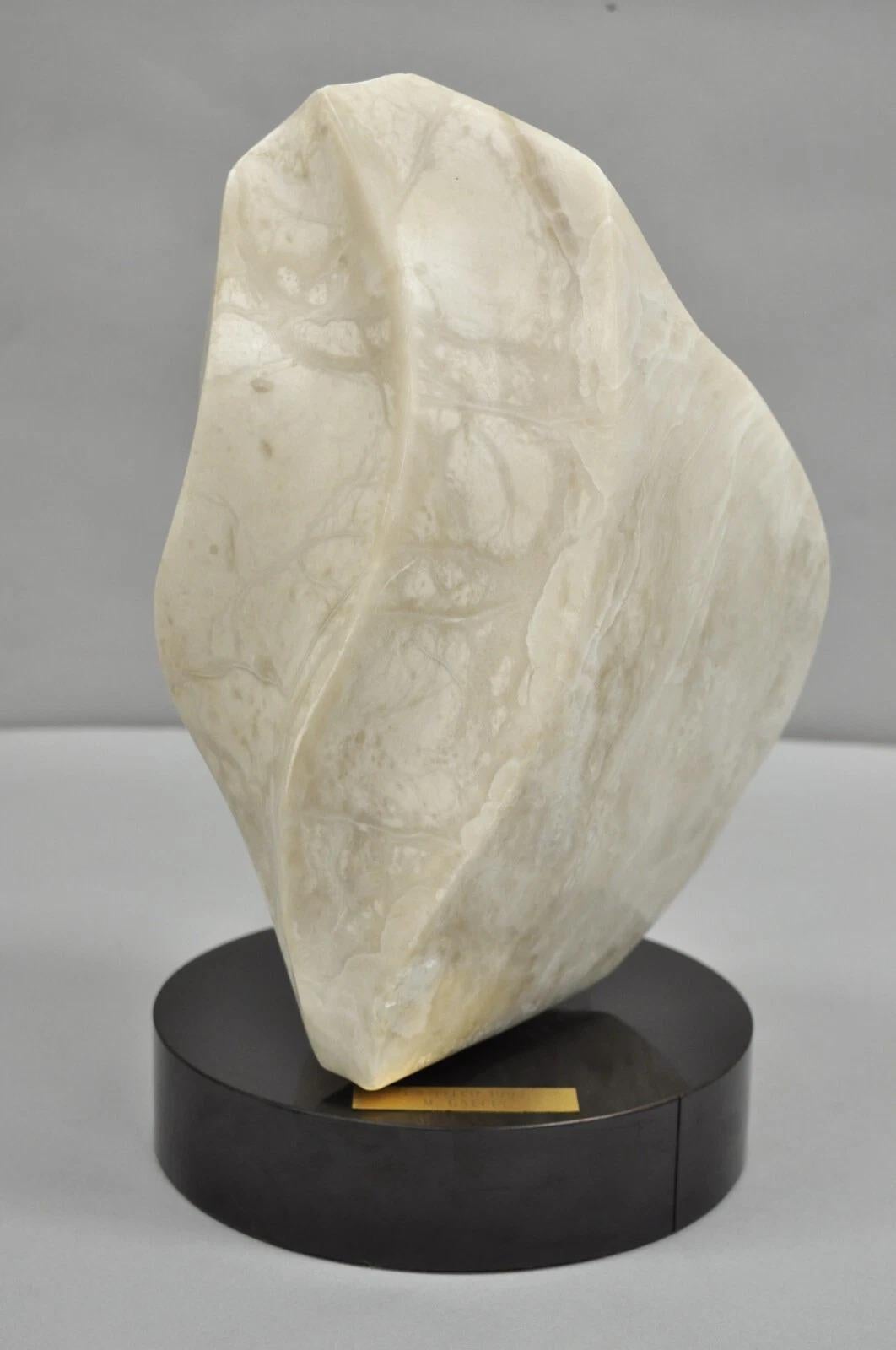 Morton Gaffin Untitled 1992 Modernist Carved White Alabaster Abstract Sculpture en vente 2