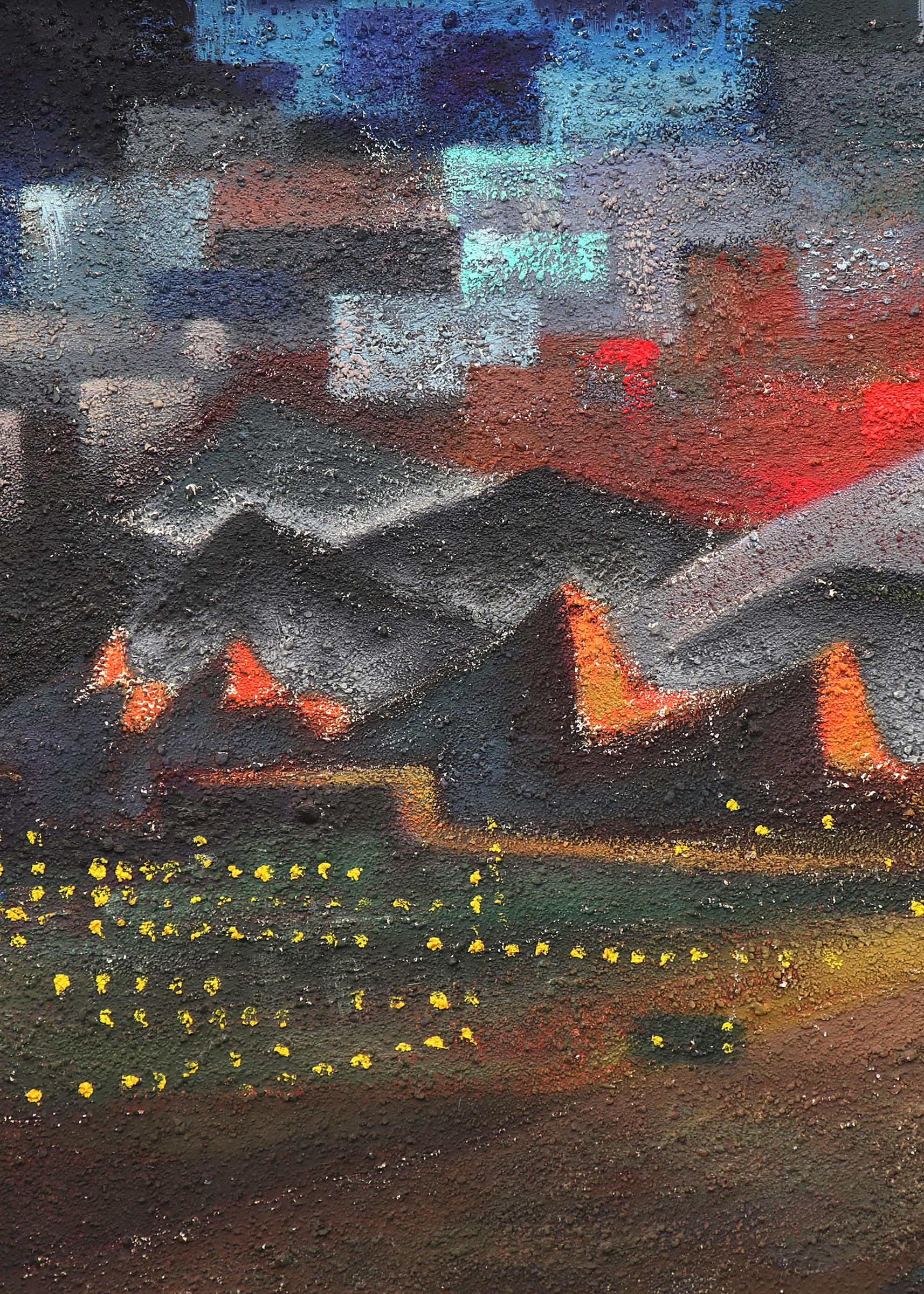 Southwestern Landscape Painting,  Lightning Storm over Mountains, Semi Abstract For Sale 2