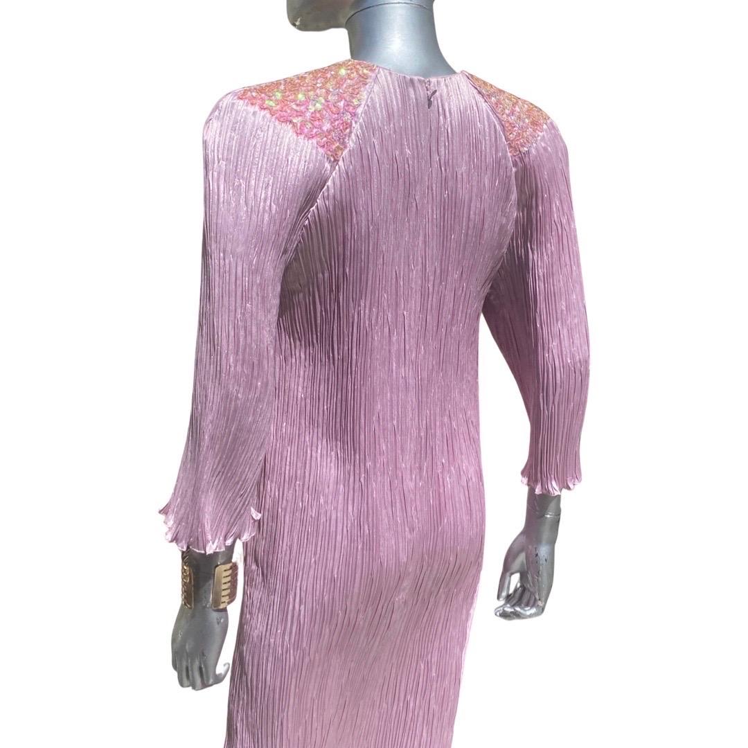 Morton Miles Fortuny Pleated Lavender Beaded Accents Chemise Dress size 8 For Sale 2