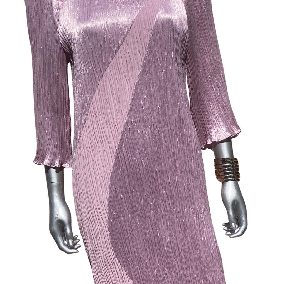 Morton Miles - Robe chemisier plissée lavande ornée de perles Fortuny, taille 8 en vente 5