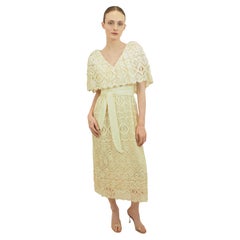 Morton Myles Cream Lace Dress With Satin Belt