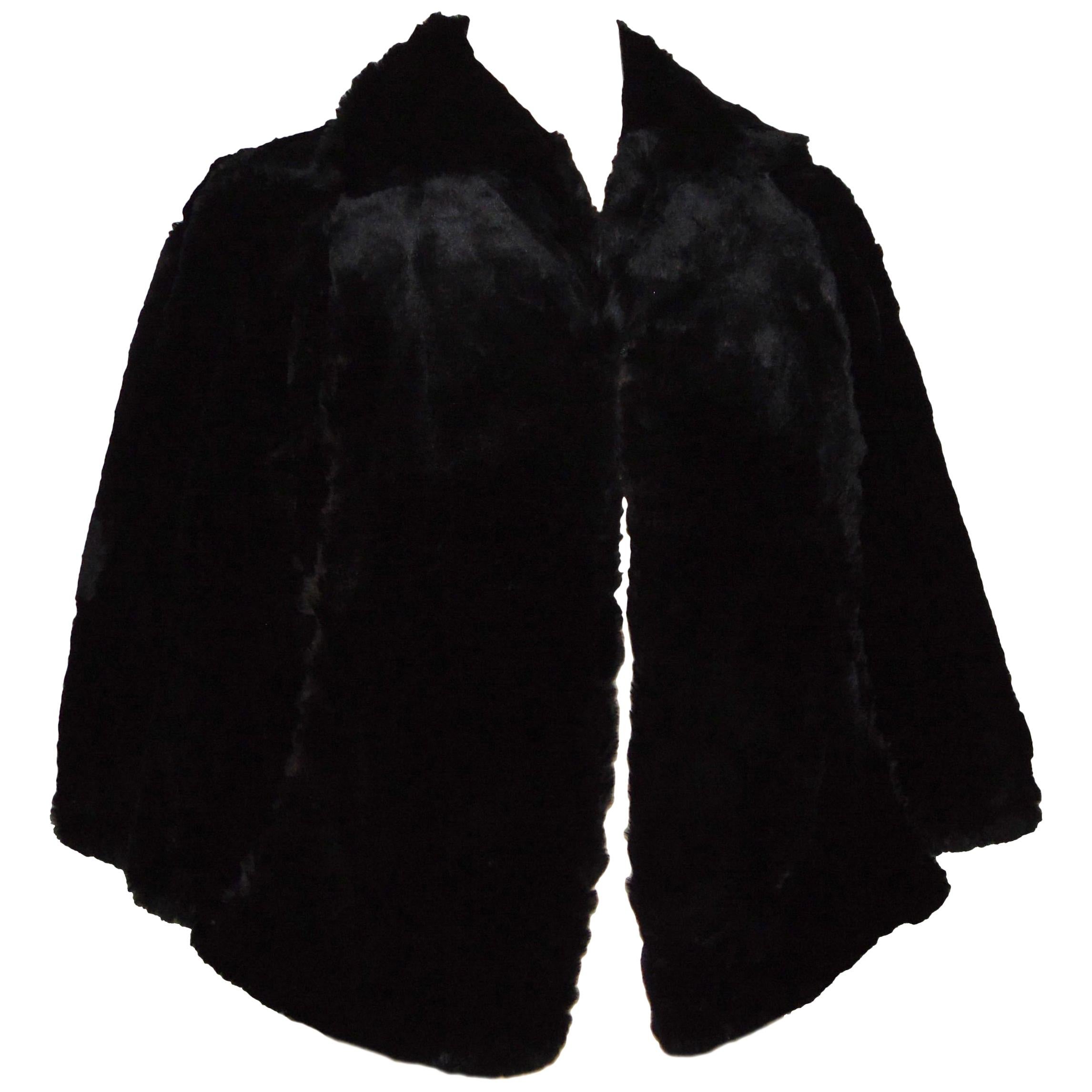 Morton's Washington DC Black Sheared Beaver Fur Stole Cape Vintage