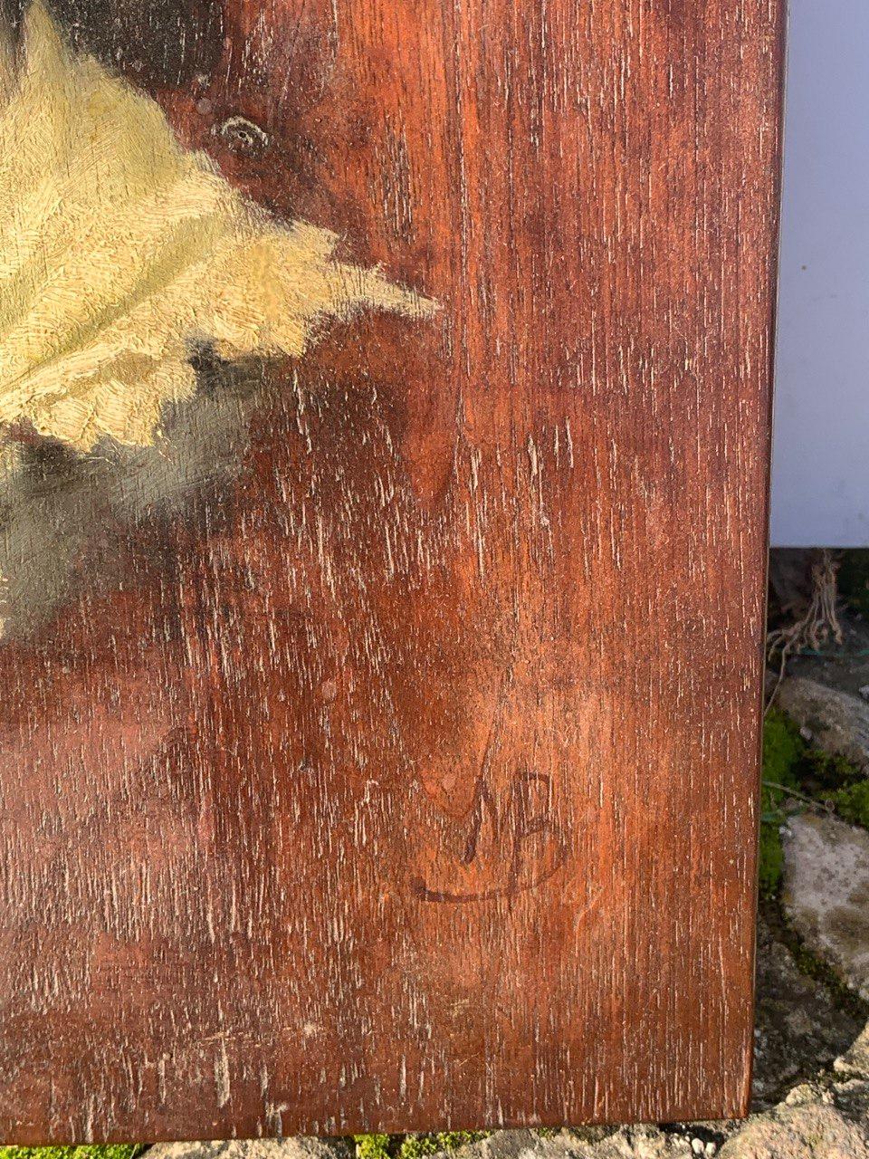 Mosè Bianchi (Monza 1840 - Monza 1904) atribuido a - Paleta de pintor con retrato de una joven.

37 x 26 cm.

Óleo sobre tabla.

- Firmado abajo a la derecha: 