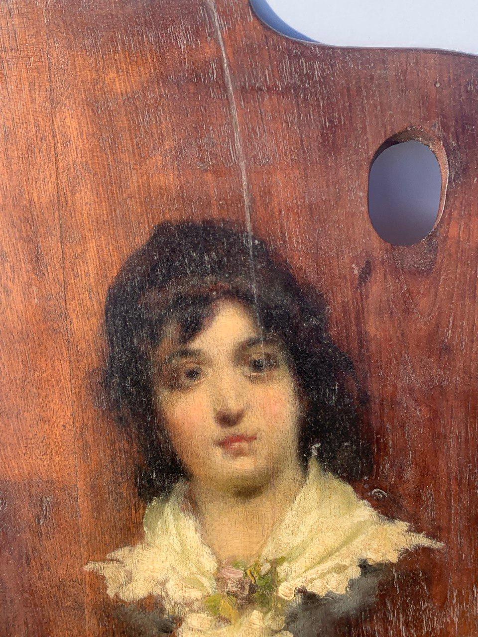 Mosè Bianchi (pintor verista italiano) - Siglo XIX Retrato de niña en venta 1