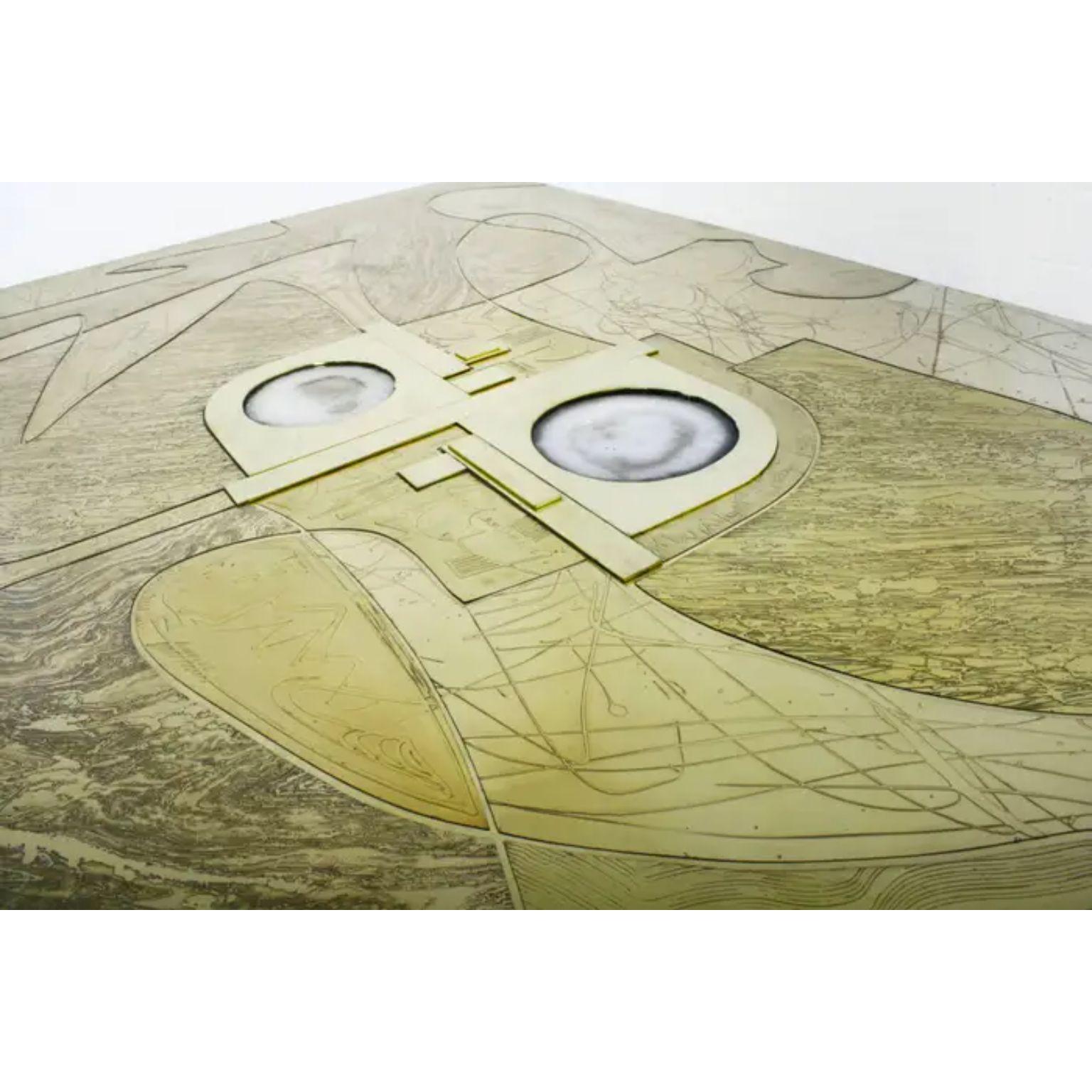 Modern Mosaic 2 Stone And Brass Coffee Table by Brutalist Be For Sale