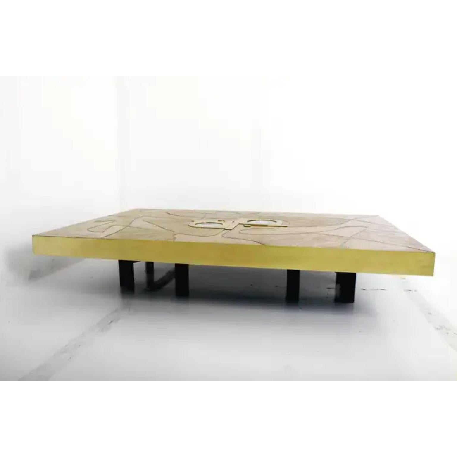 Mosaic 2 Stone And Brass Coffee Table by Brutalist Be For Sale 2