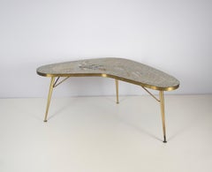 Mosaic and Brass Coffee Table by Berthold Müller-Oerlinghausen, Germany 1950s