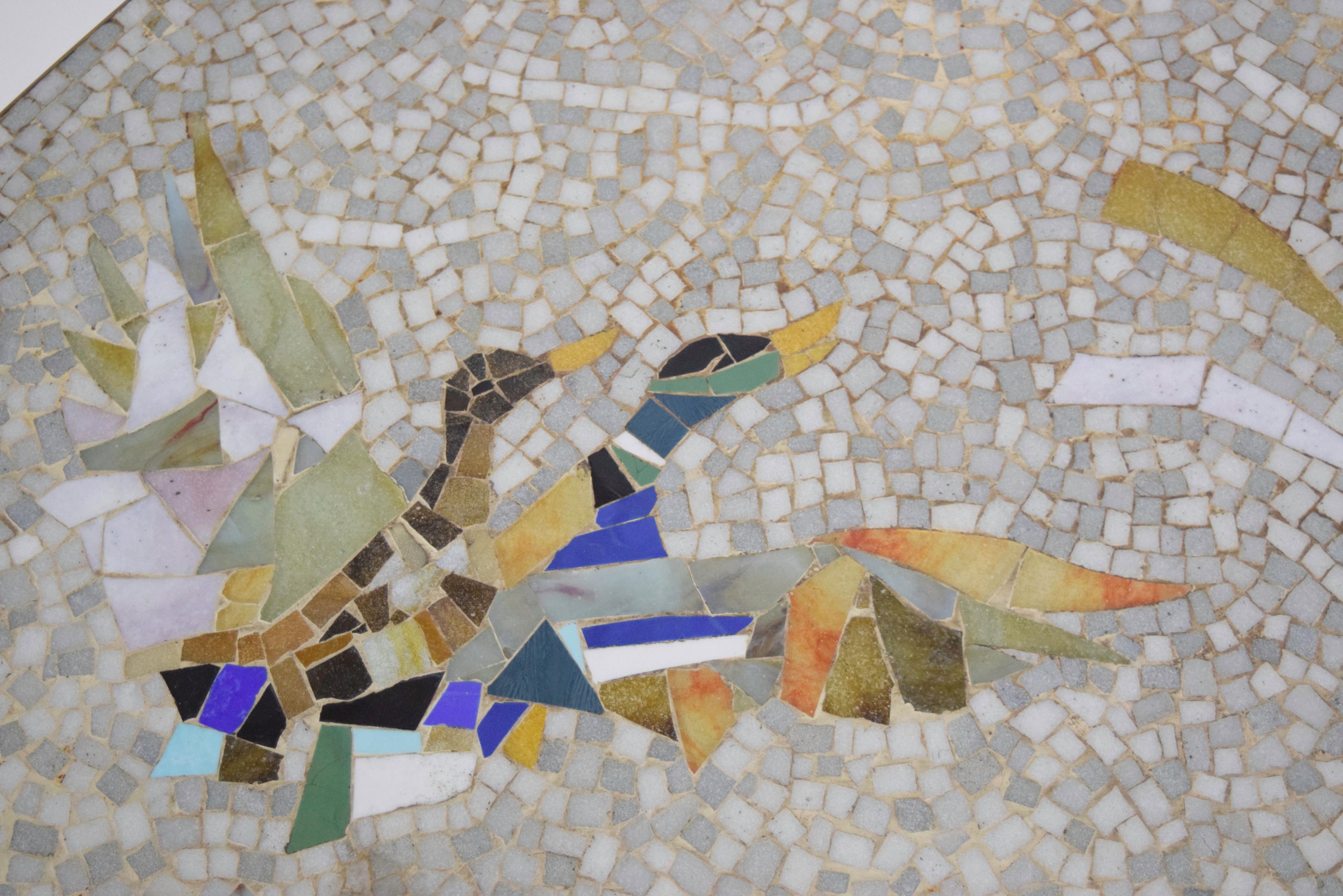 Mosaic and Brass Coffee Table by Berthold Müller-Oerlinghausen, Germany 1950s 1