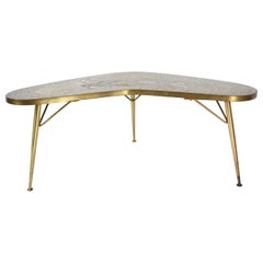 Mosaic and Brass Coffee Table by Berthold Müller-Oerlinghausen, Germany 1950s