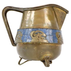Vintage Mosaic and Brass Pitcher by Salvador Teran