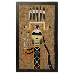 Vintage California Studio Mosaic Art Work Navajo Sand Painting Deity Father Sky, 1960s