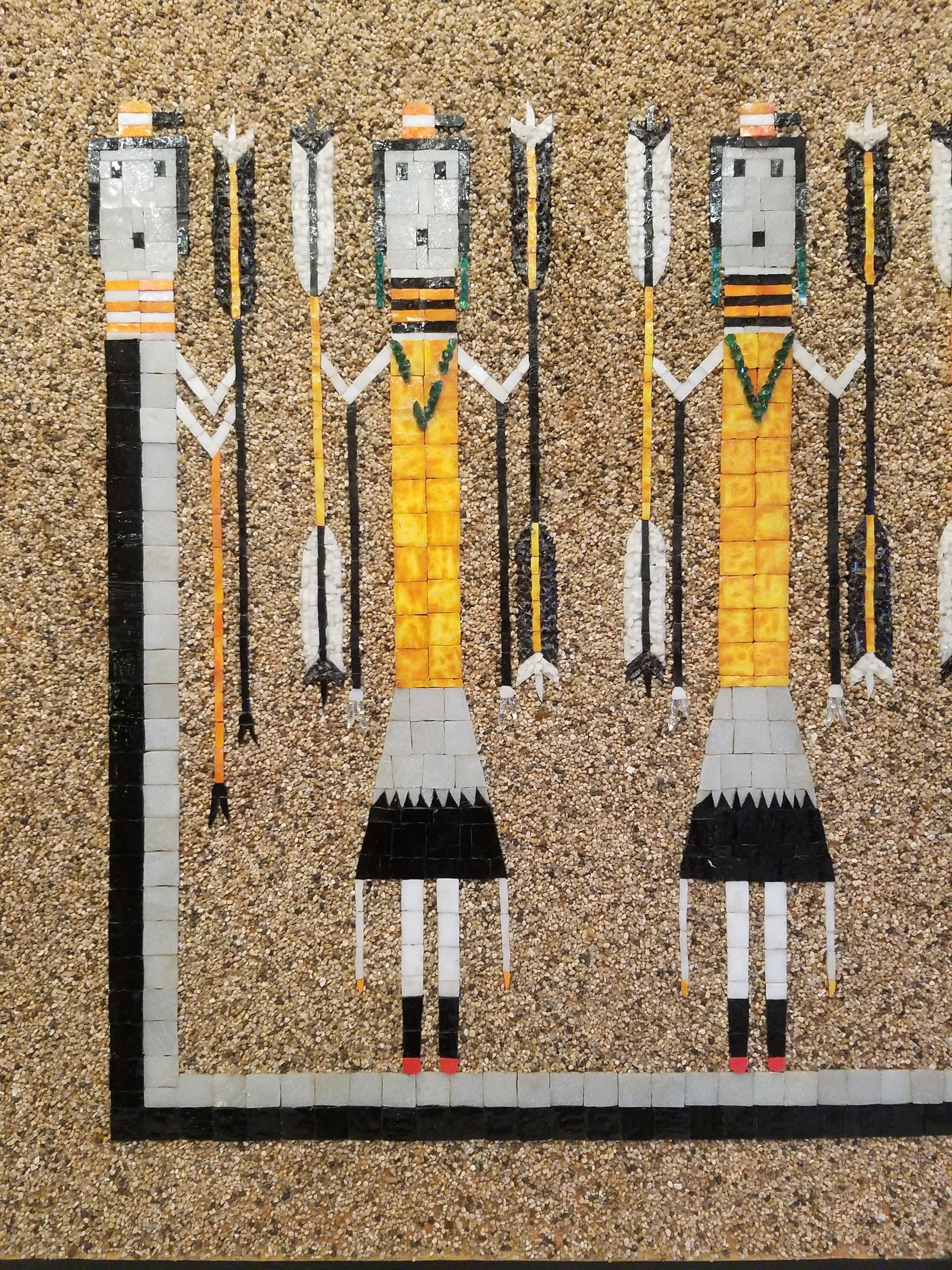 Mosaïque de l'atelier californien Navajo Sand Painting Yei Dancers arc-en-ciel 1960 Guardians Bon état - En vente à Camden, ME