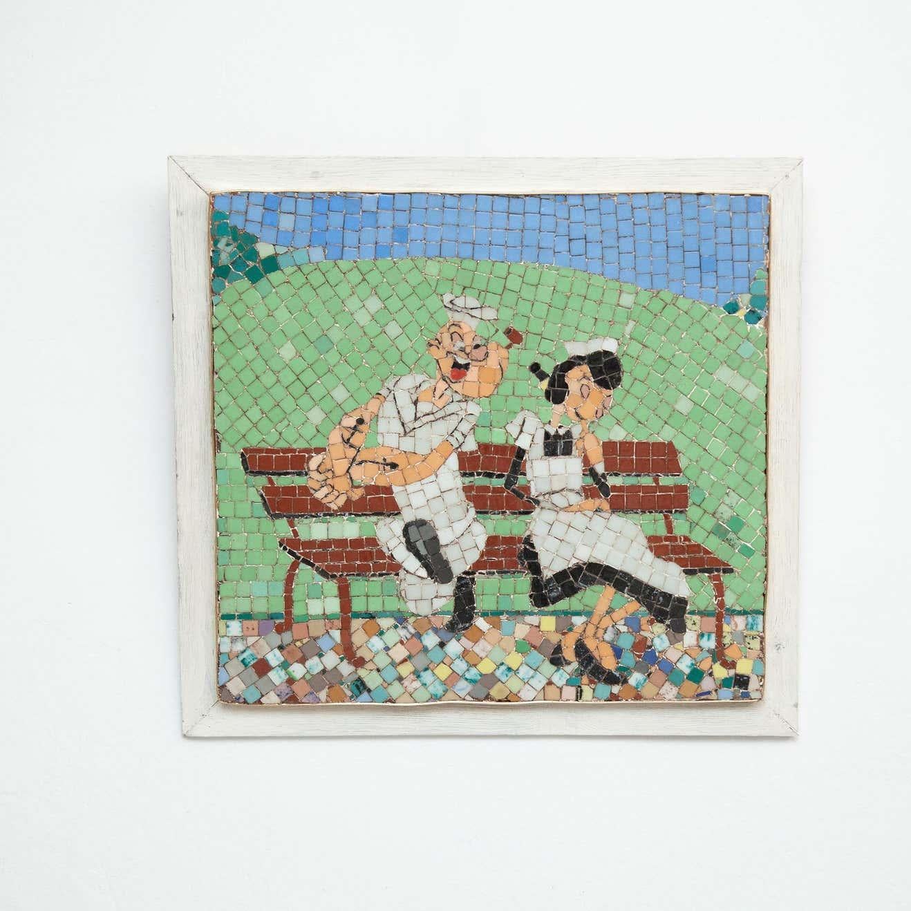 Mosaic Artwork Popeye and Olivia, circa 1970 For Sale 1