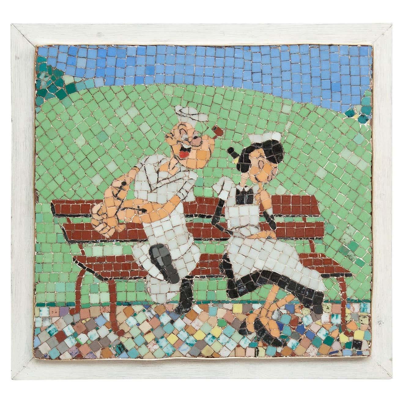 Mosaic Artwork Popeye and Olivia, circa 1970 For Sale 8