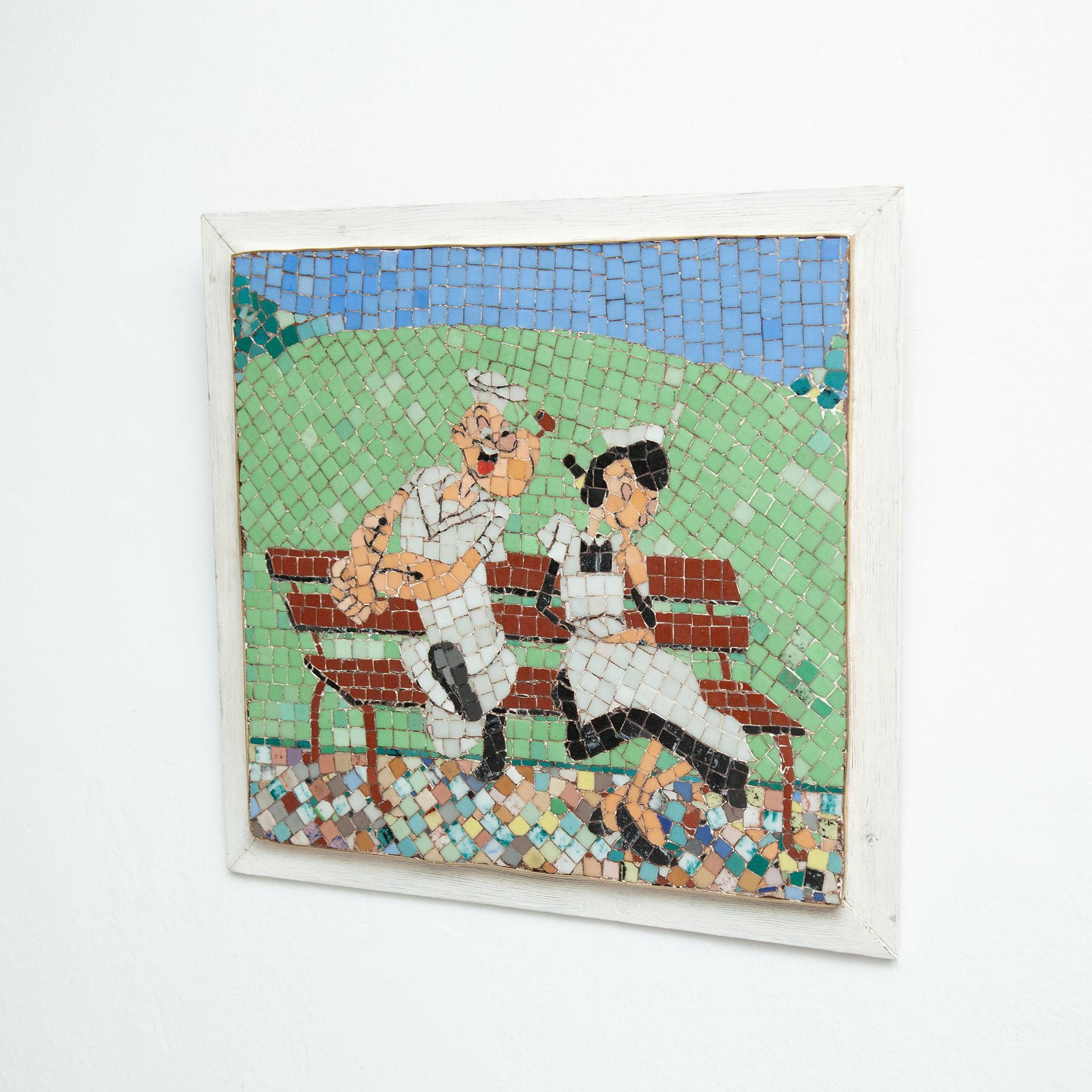 Mid-Century Modern Mosaic Artwork Popeye and Olivia, circa 1970