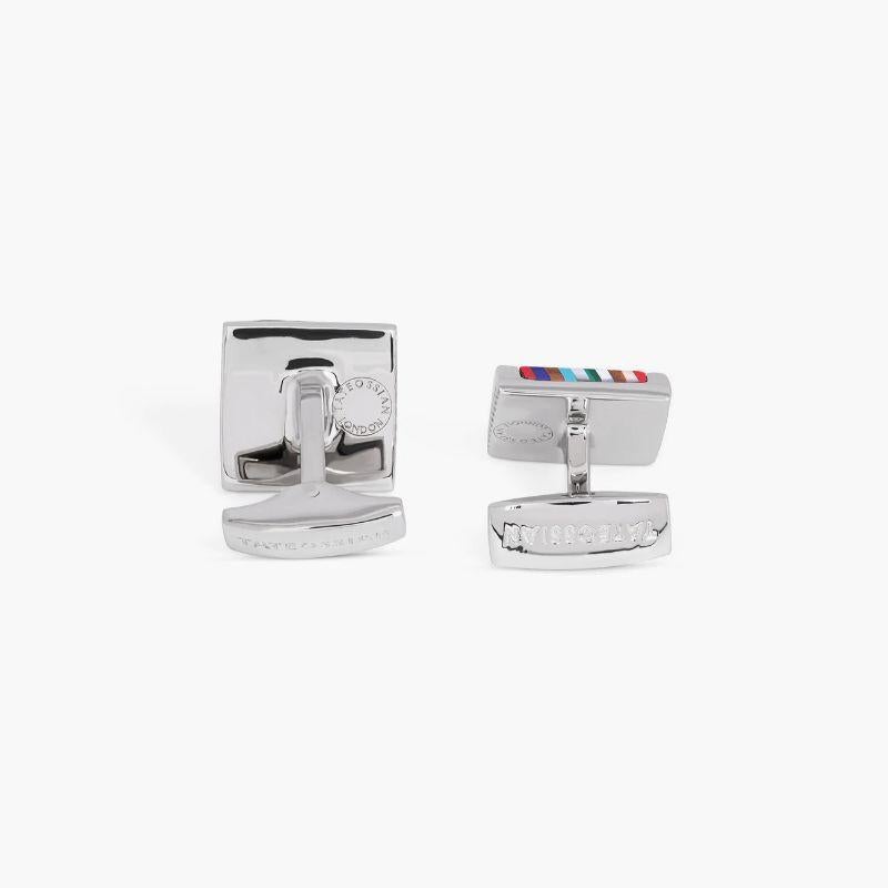 Mosaic Bamboo D-Shape Cufflinks in Multicolour Tones In New Condition For Sale In Fulham business exchange, London