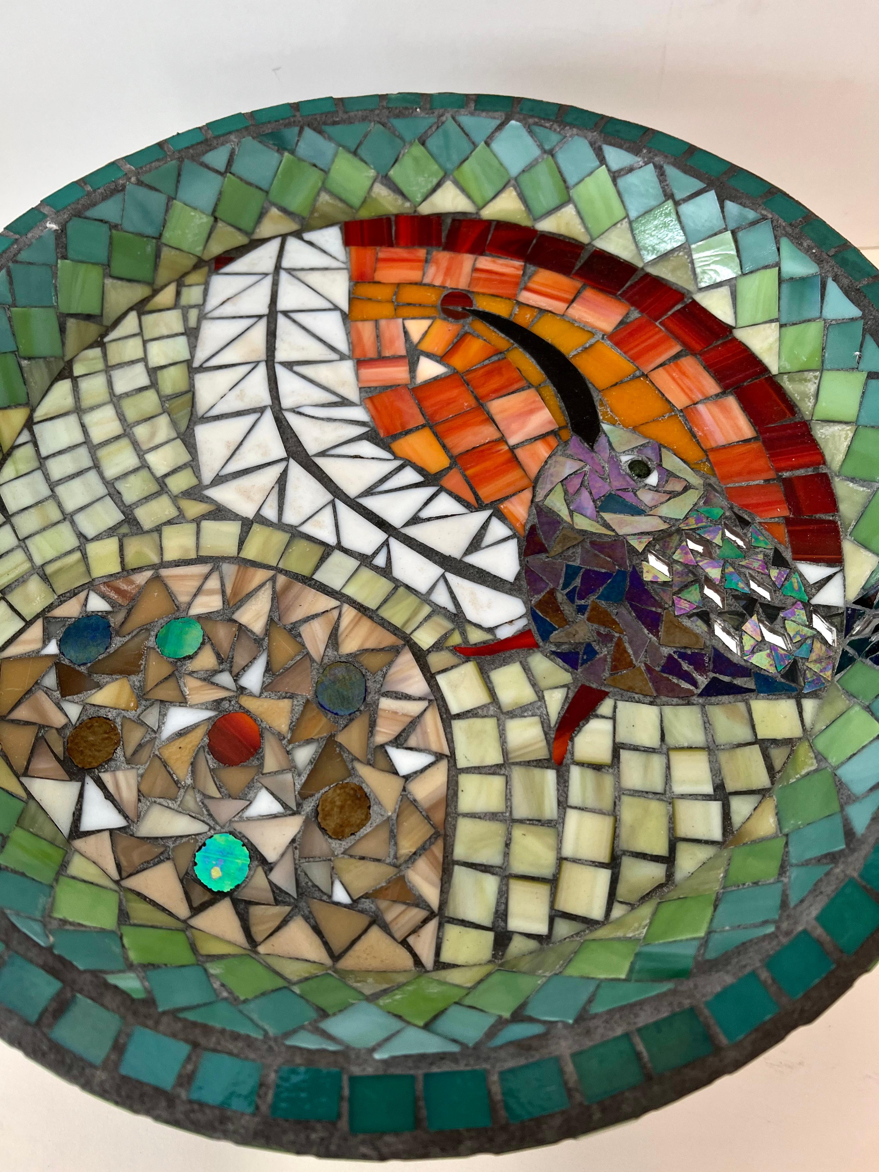 Mosaic Bird Bath or Planter on a Base In Good Condition In Los Angeles, CA