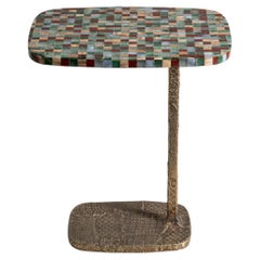 Mosaic Blue Side Table in Brass & Semi Precious Stones, Viya by Vikram Goyal