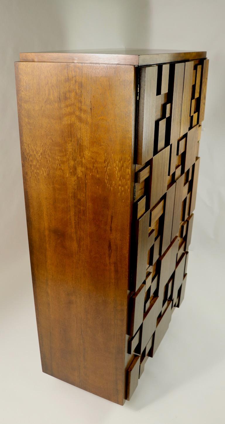Wood Mosaic Brutalist Chifferobe by Lane Furniture
