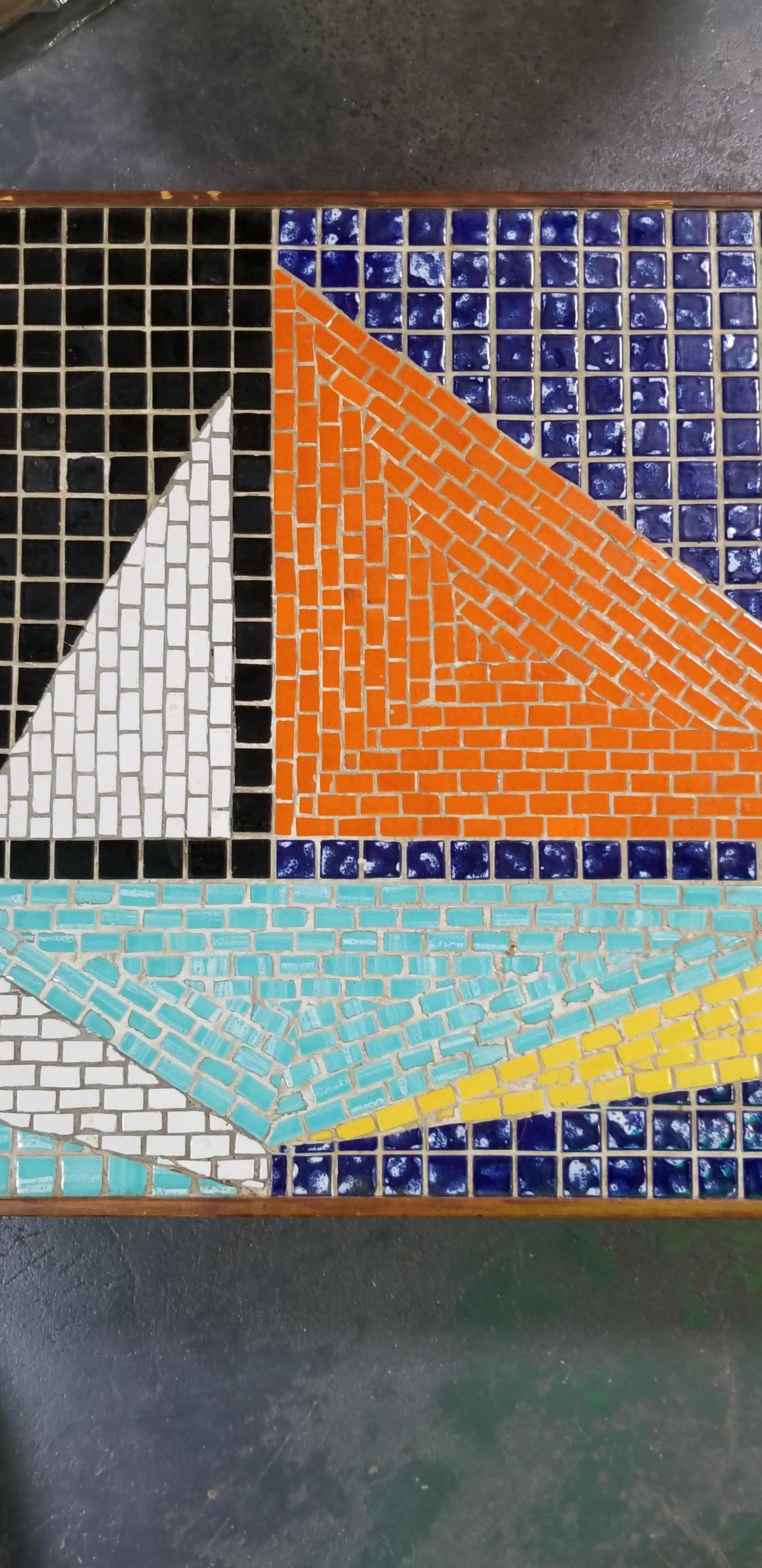 Mid-Century Modern Mosaic Ceramic Tile Coffee Table For Sale