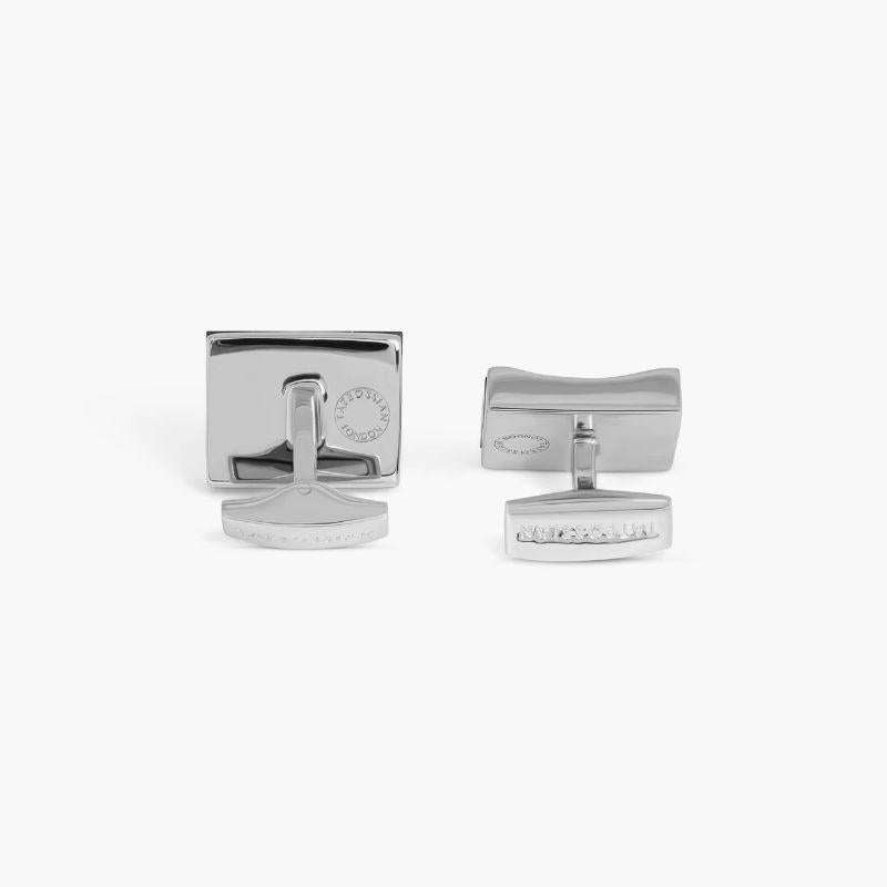 Mosaic City Line Rectangular Cufflinks in Black Tones In New Condition For Sale In Fulham business exchange, London