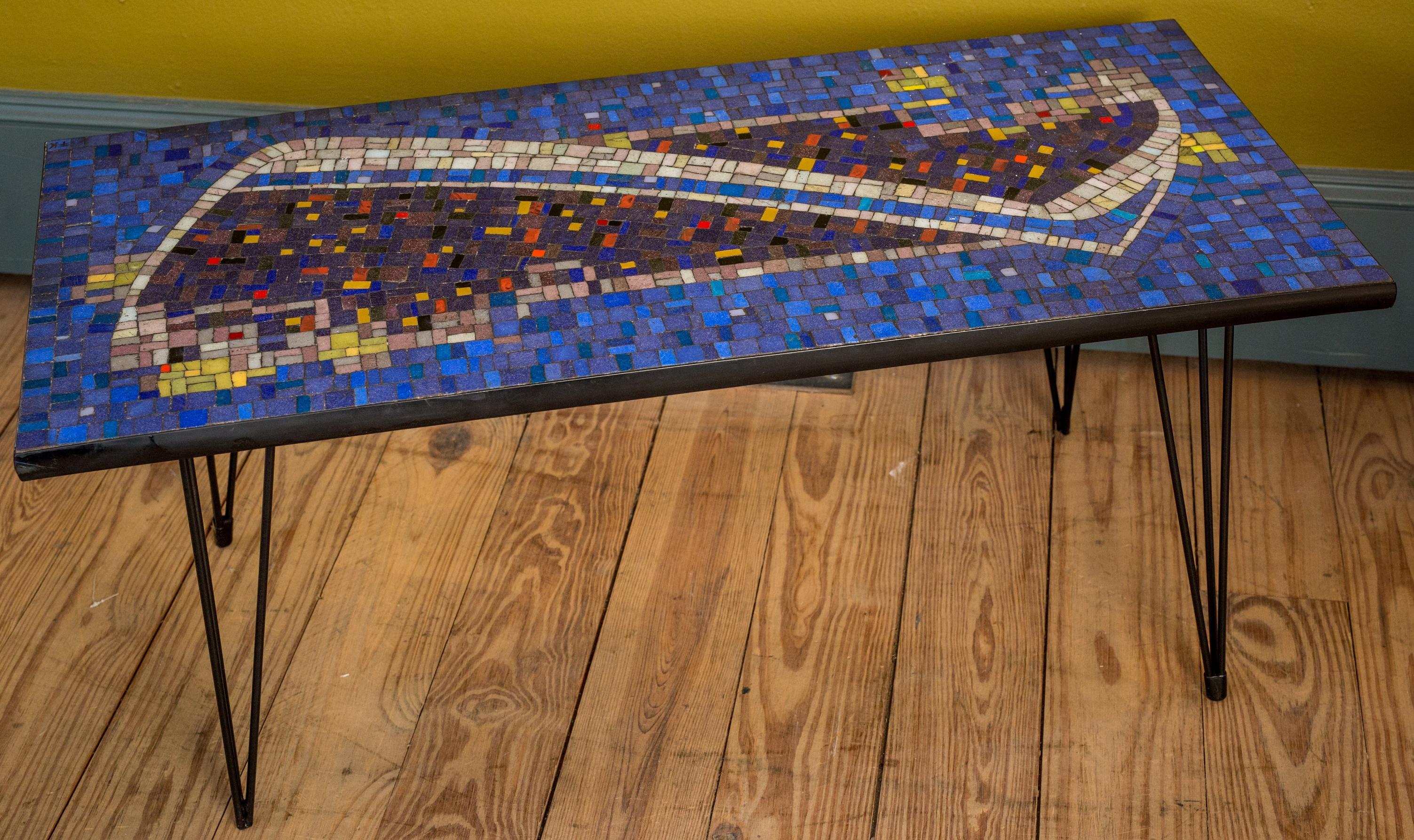 Mosaic Cocktail or Coffee Table In Good Condition In Houston, TX