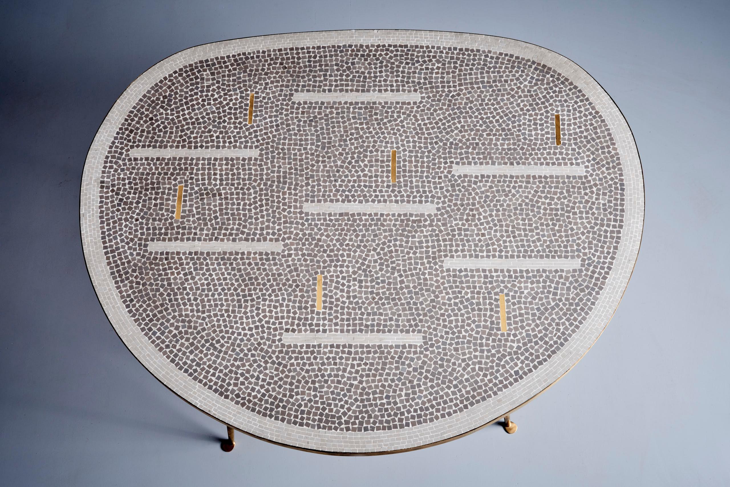 Mosaik Couchtisch von Berthold Müller, Deutschland, 1950er Jahre im Angebot 1