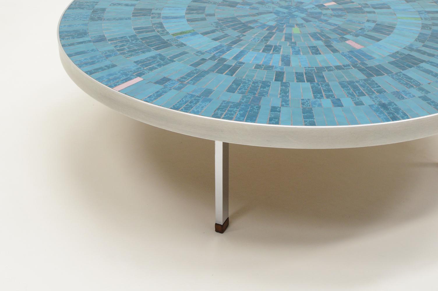 Mosaik-Couchtisch von Berthold Müller-Oerlinghausen, 1960er Jahre Deutschland. (Aluminium) im Angebot