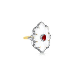 Mosaic Crystal Ruby Diamond Cocktail Ring