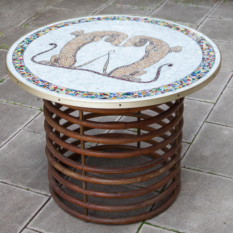 Mosaic Dachshund Table Italy 1950s In Good Condition For Sale In Munich, DE