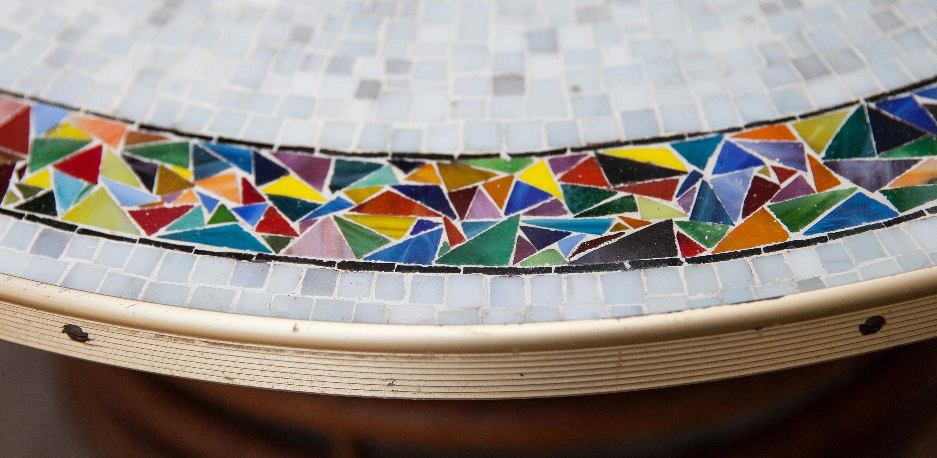 Mosaik Dachshund-Tisch Italien 1950er Jahre (Messing) im Angebot