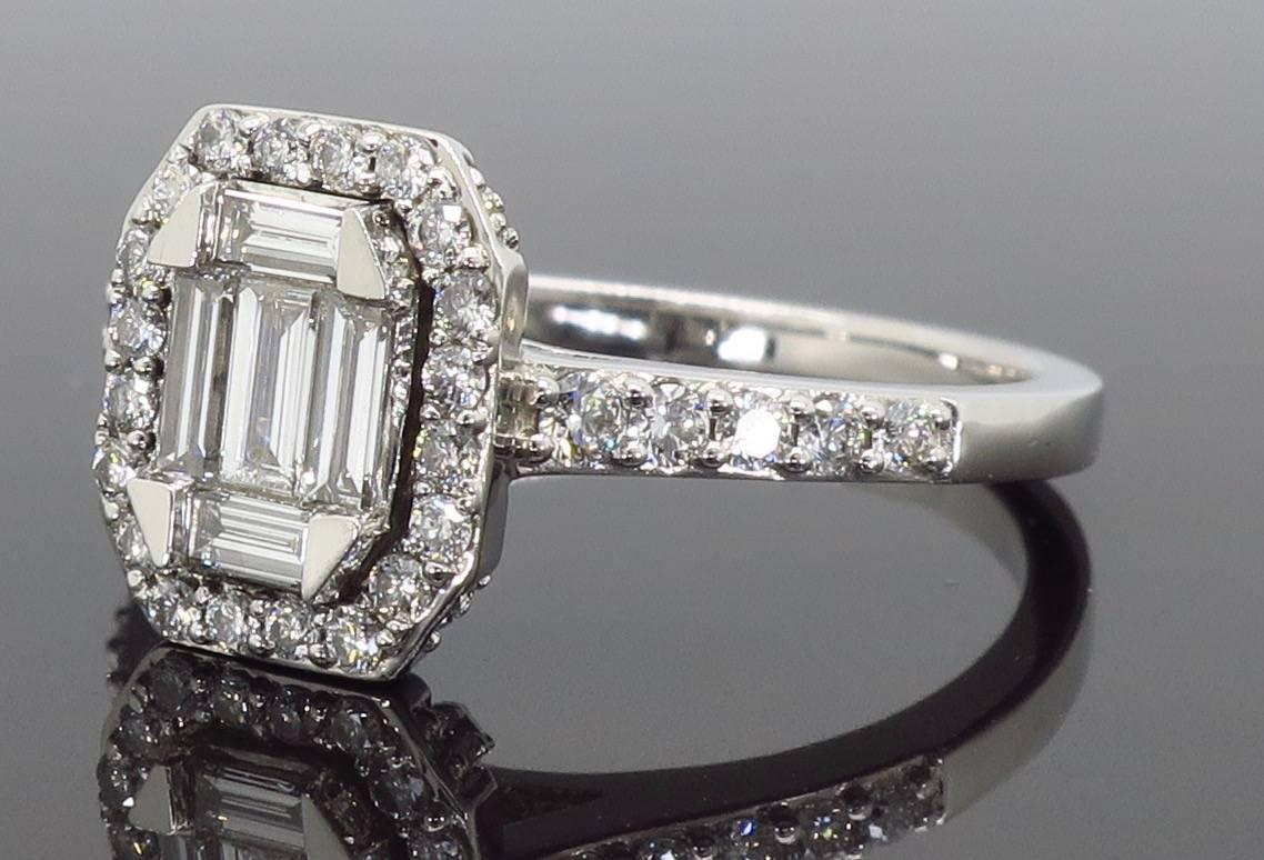 Women's or Men's Mosaic Emerald Shaped Diamond Ring