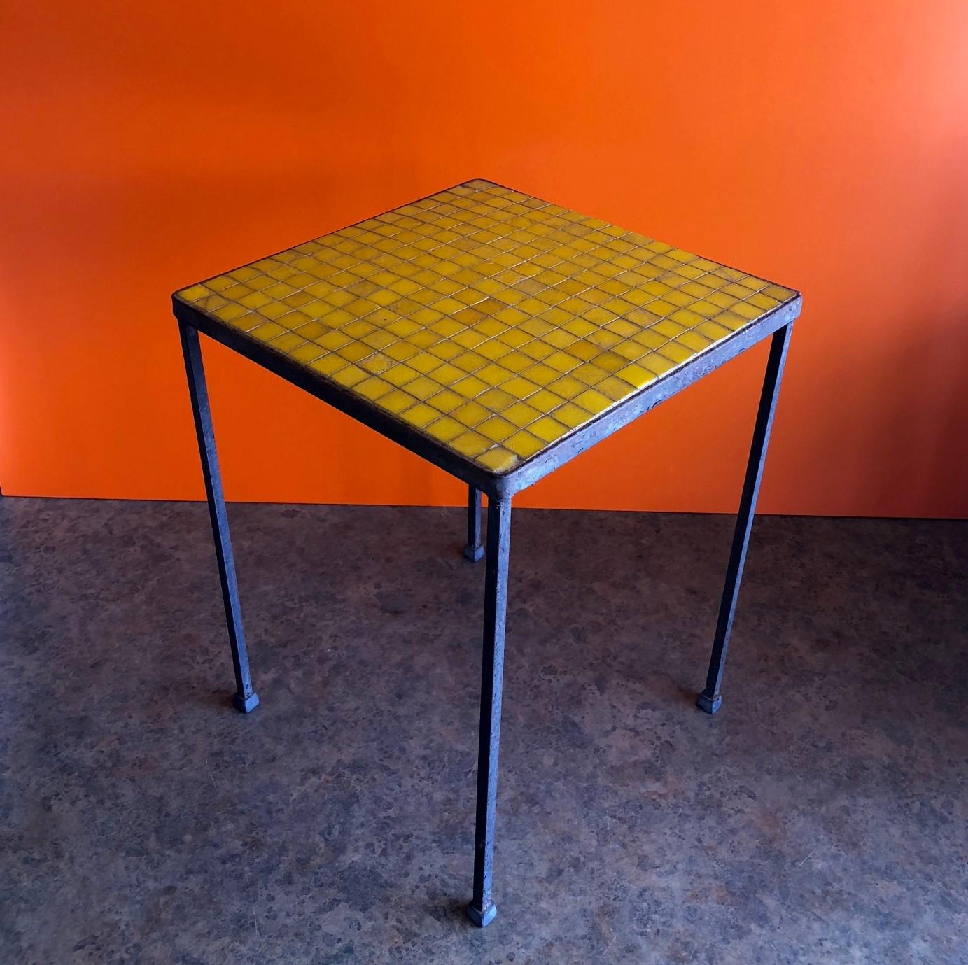 Mid-Century Modern Mosaic Glass Side Table in the Style of Paul Mc Cobb