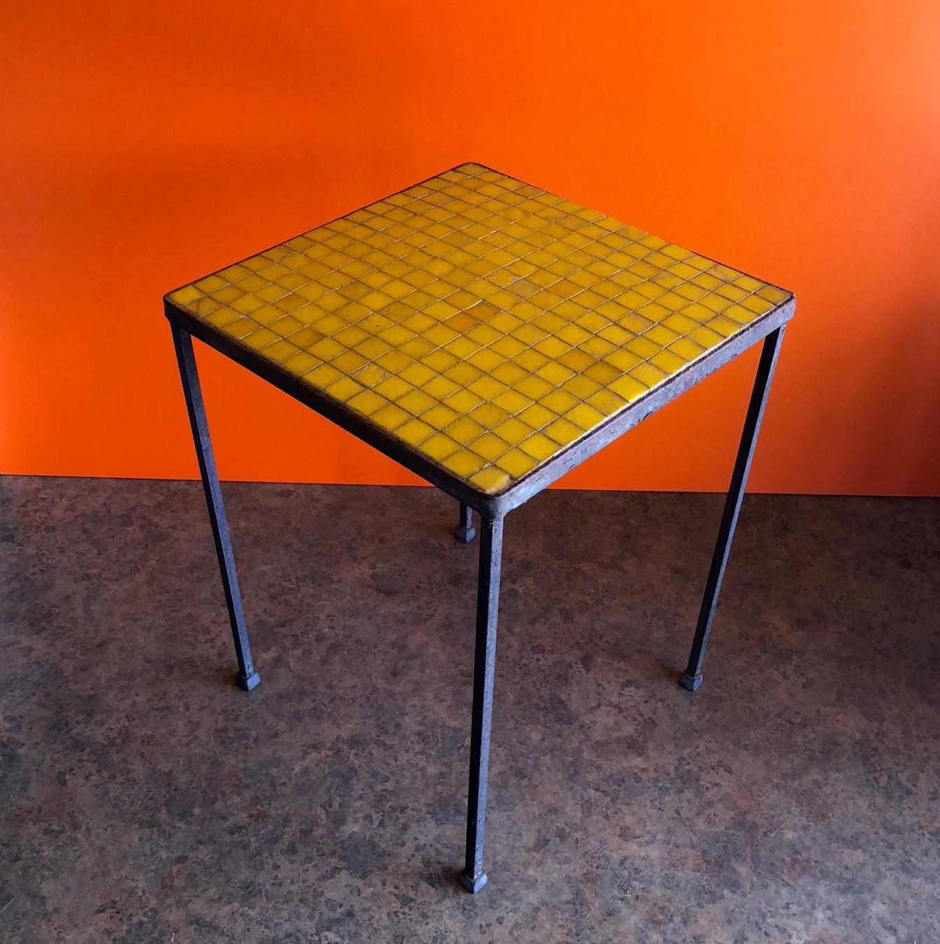 American Mosaic Glass Side Table in the Style of Paul Mc Cobb