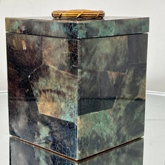 Decorative Box in Green Mosaic Penshell with Brass Star Accent by Maitland Smith