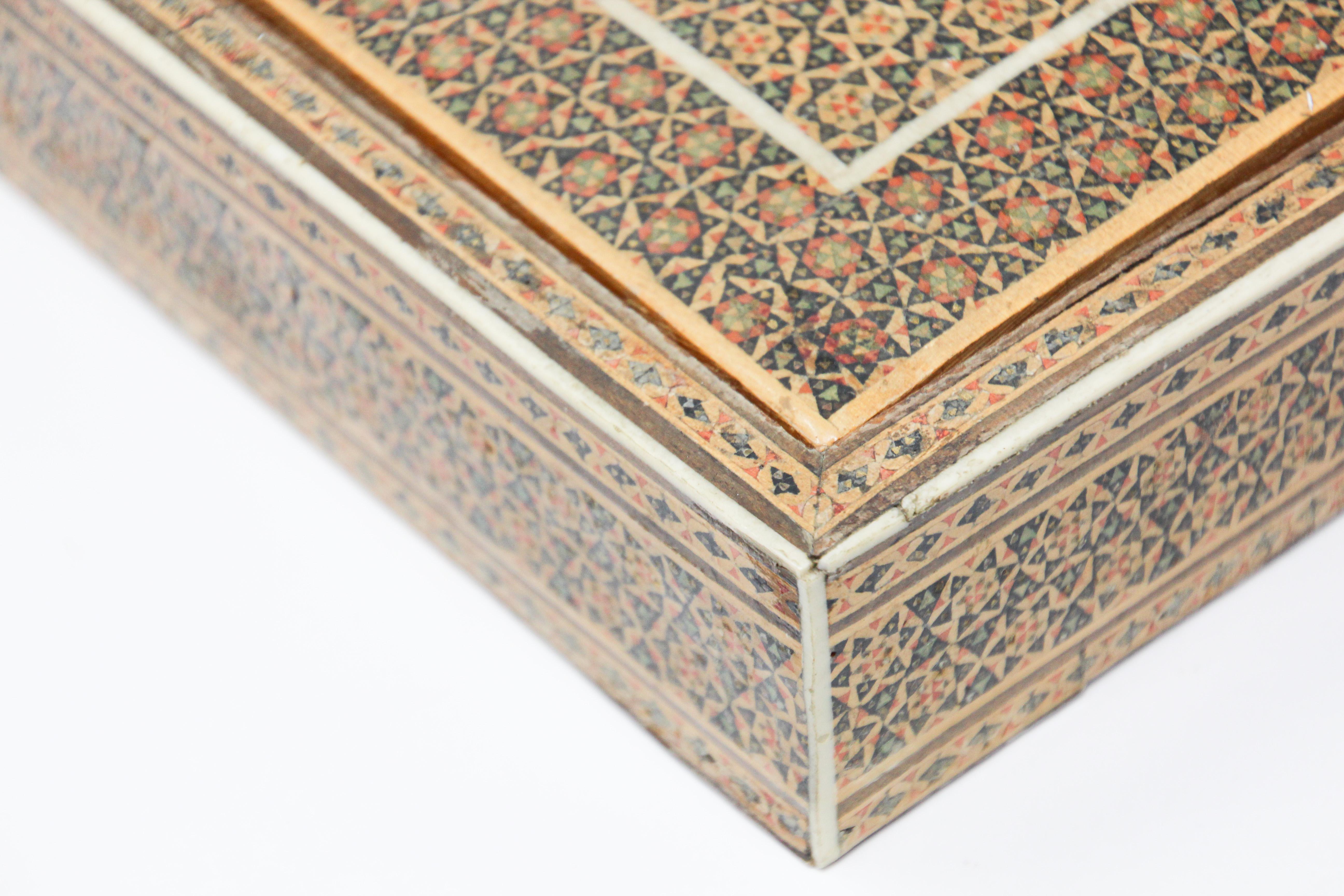 Wood Mosaic Inlaid Jewelry Moorish Box