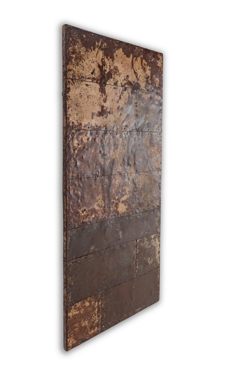 Created from distressed metal tole elements. In my organic, contemporary, vintage and mid-century modern aesthetic. Each piece unique in coloration and design