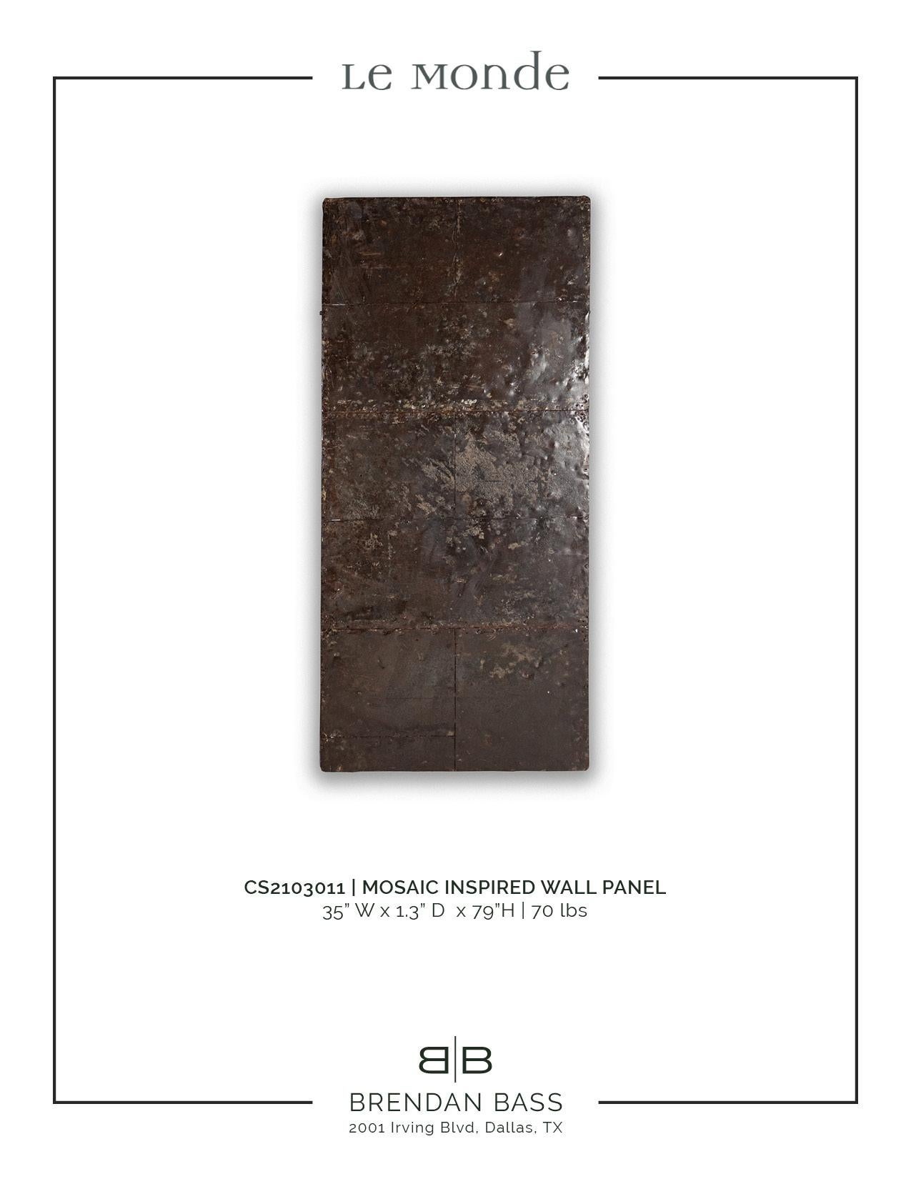 Metal Mosaic Inspired Wall Panel Made from Repurposed Tole Elements For Sale